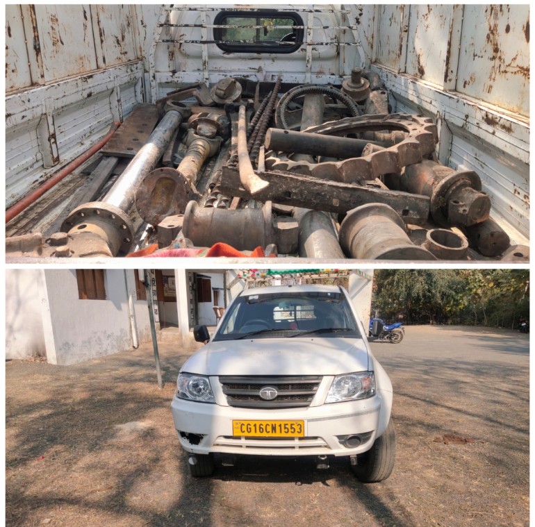 अवैध कबाड़ से लोड पिकअप को पोंडी पुलिस ने  किया जप्त,..एसईसीएल चिरमिरी की देखरेख के अभाव में हो रही चोरिया