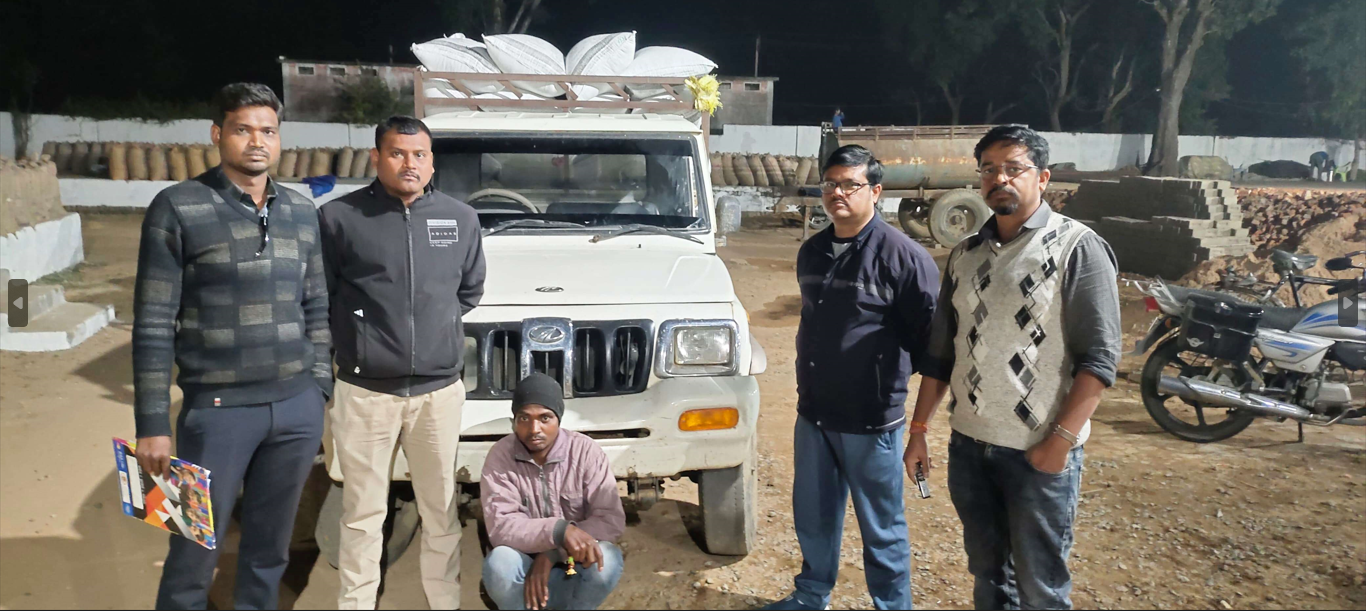 मध्यप्रदेश से परिवहन किये जा रहे 27 क्विंटल धान जब्त, मंडी अधिनियम के तहत की गयी कार्रवाई