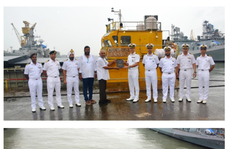 पहला एमसीए बार्ज  एलएसएएम 7 यार्ड 75 मुंबई में आईएनएस तूणीर पर तैनात किया गया