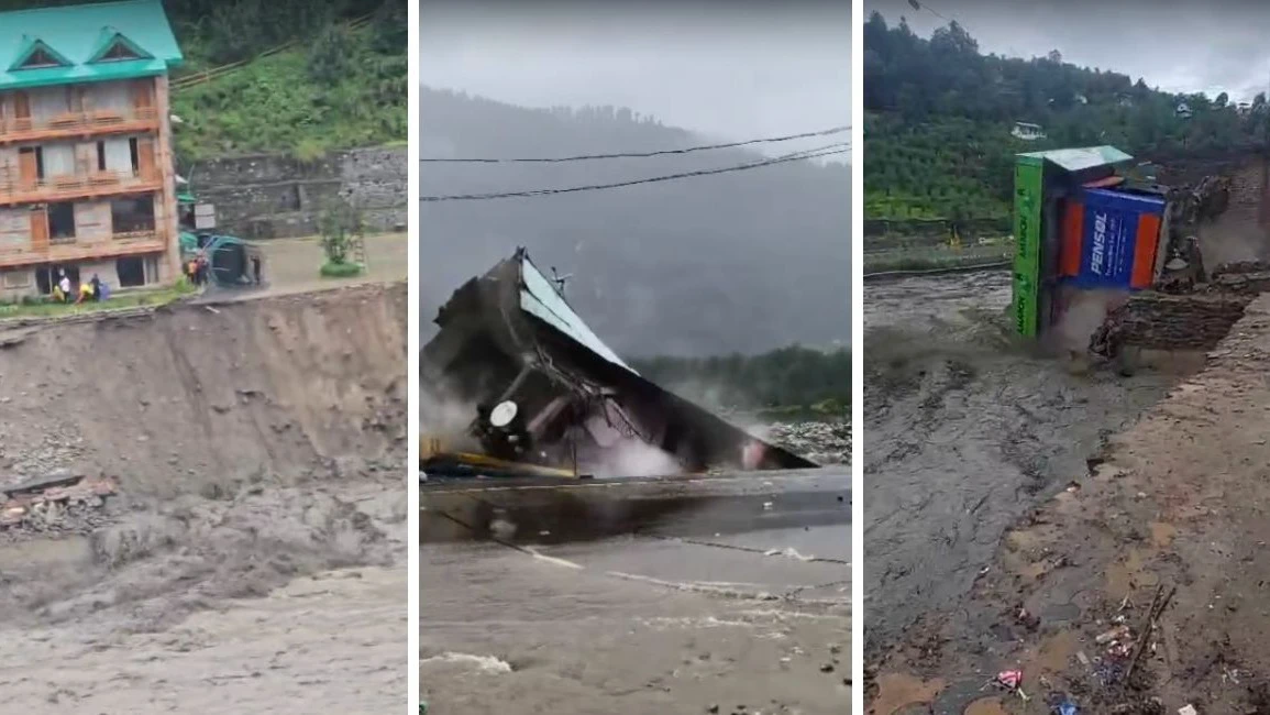 VIDEO: हाईवे का 3KM हिस्सा बहा, इमारतें-दुकानें ढहीं, फुट ब्रिज भी नदी में समाया... कुल्लू-मनाली में बारिश का रौद्र रूप