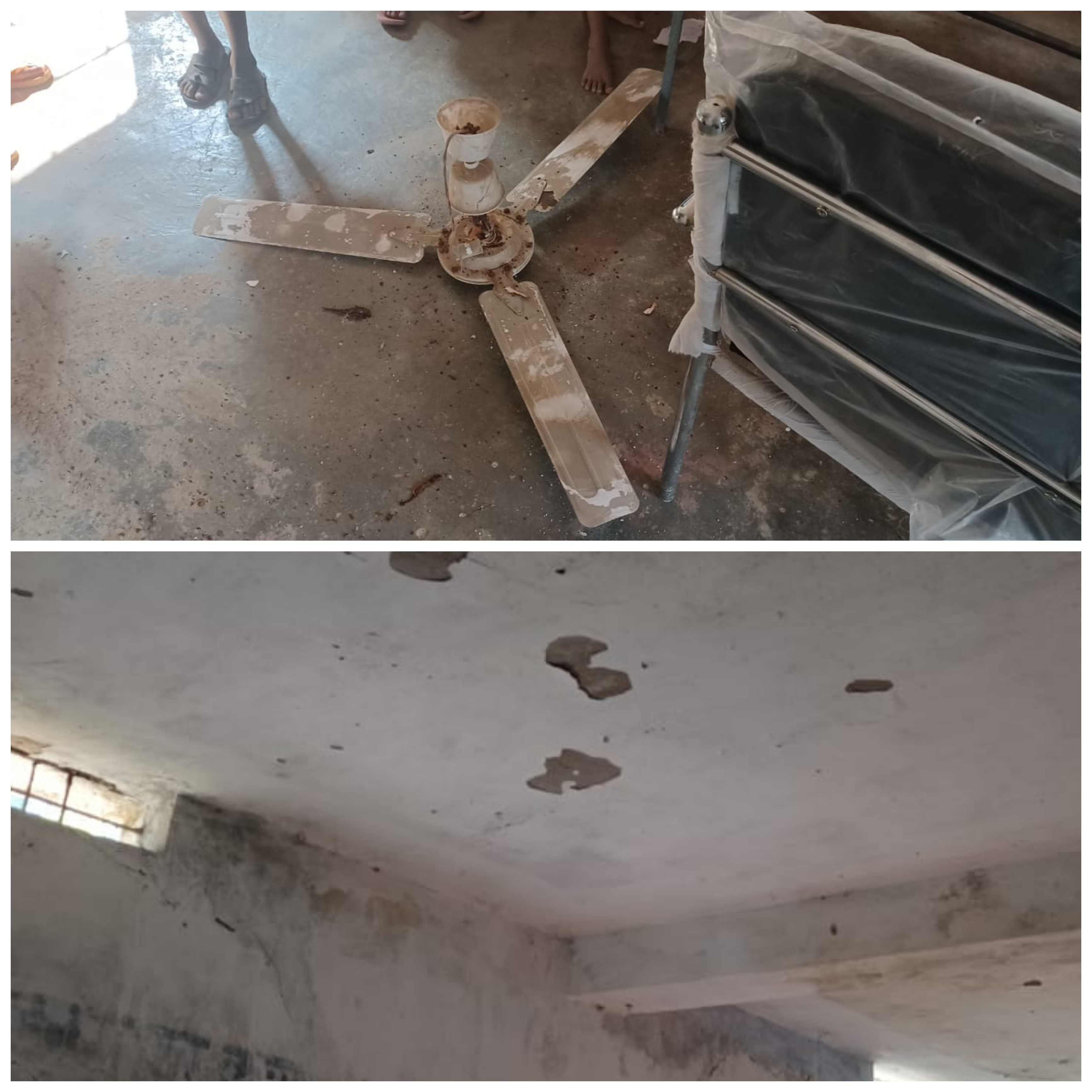 शासकीय प्राथमिक स्कूल का गिरा पंखा, बाल-बाल बचे बच्चे सहमा शिक्षक!